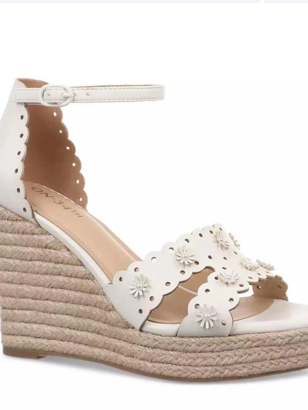 ON 34TH NWB $79 Theodoreep White Linen Espadrille Wedge Sandals